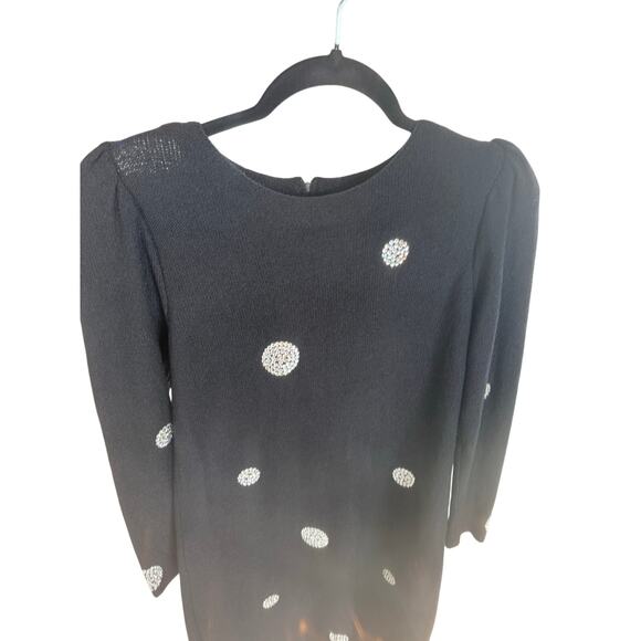 Vintage Adolfo Black Knit with Dress Size M Designer Couture with Rhinestones - Picture 11 of 13